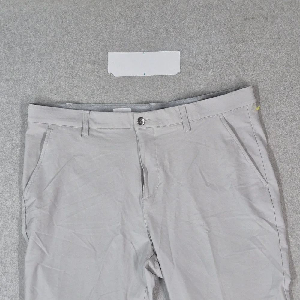 Adidas Men Pants 36X30 Light Gray Chino Golf Nylon Straight Pockets 27